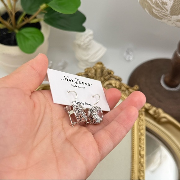 Noa Zuman Sterling Silver Crystal Drop Earrings – Made in Israel - Picture 4 of 6